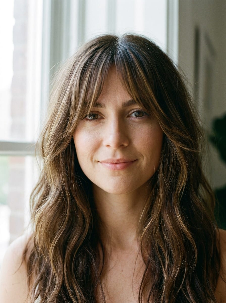 Balayage mit Curtain Bangs - Balayage braune Haare